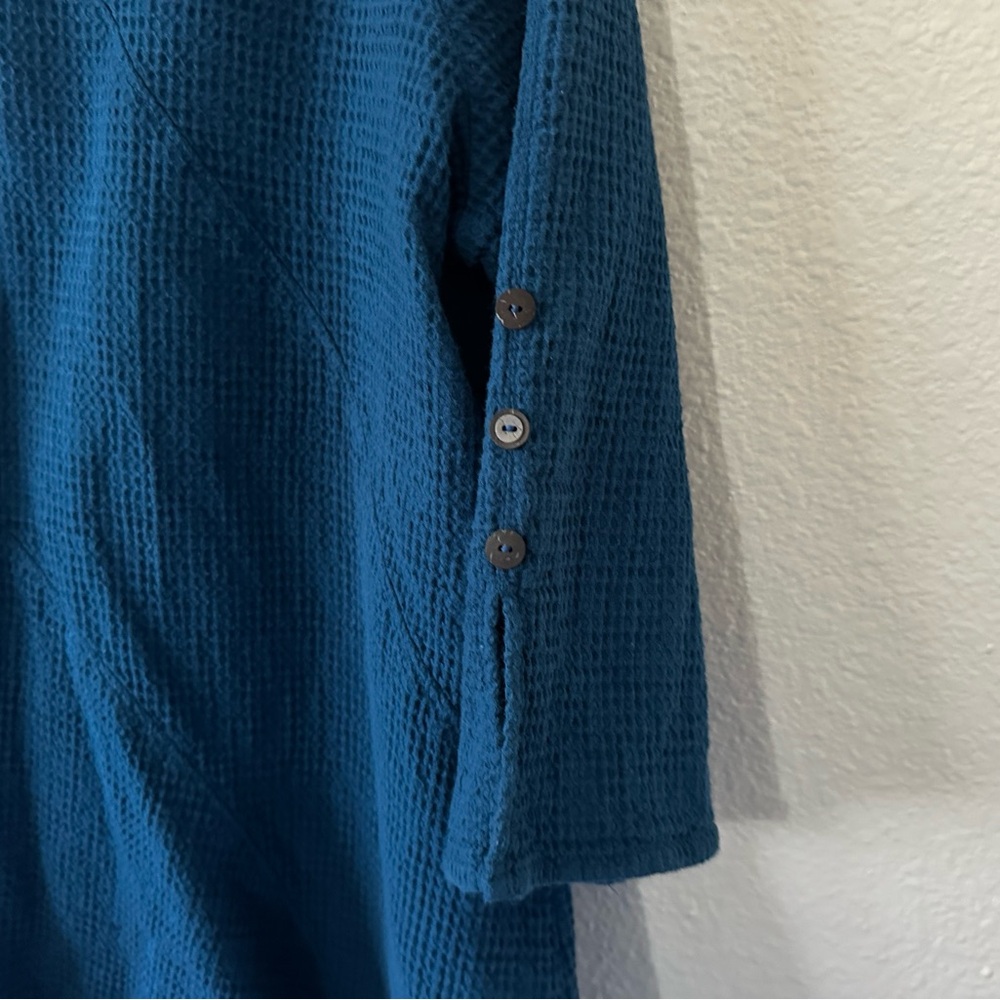 Focus Casual Life |  100% Cotton Blue Waffle Knit Tunic Size Large - Picture 7 of 8